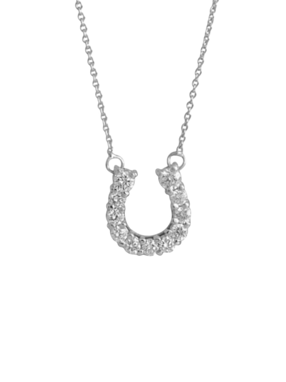 Roberto Coin 18k white gold Horseshoe Necklace with Ruby stone on the back